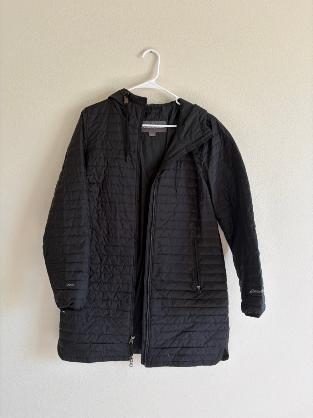 Eddie Bauer Black Quilted Hooded Insulated Jacket